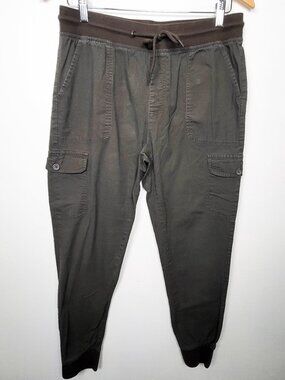 Harlow Women's Olive Green High-Rise Elastic Utility Cargo Jogger | size MEDIUM